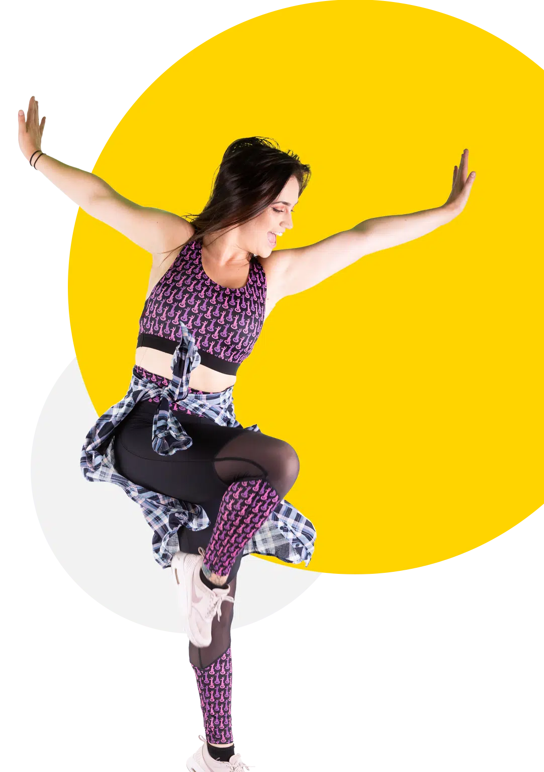 young lady bouncing on her rebounder smiling and enjoying herself.